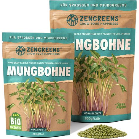 Bio Keimsaat Mungbohne 500 g Sprossen und Microgreens ZenGreens