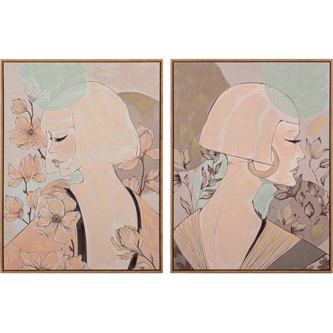 2er-Set Frauengemälde, 80 % handgemalt, 60 x 4 x 80 cm (1/5)