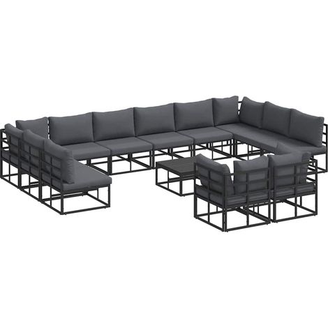 Maison Exclusive - Set Divano da Giardino con cuscino 13 pcs Nero Alluminio