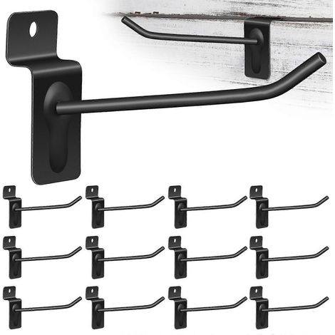 20 Stück Lamellenwandhaken, Wandaufbewahrung, Lamellenwand-Organizer, Metall-Wandhaken, robuste Lamellenwand-Präsentationshaken-9.50X5.00X2.30CM-Black (1/3)