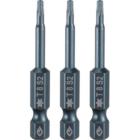 3 Pièce Embout de Tournevis Torx Magnétique, T8 1/4" Hex Tige Longueur 50mm Embout de Vissage Long Hexagonal en Acier S2 avec Trou pour Retirer les Vis de Fixation Outils (1/5)