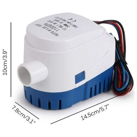 NALOOKAMIC Pompes de Cale, Pompe de Cale Automatique 12V 1100GPH Pompe à Eau Liquide Silencieuse Automatique pour Pompe de Cale Marine Pompe à Eau pour Bateaux, étangs, Piscines