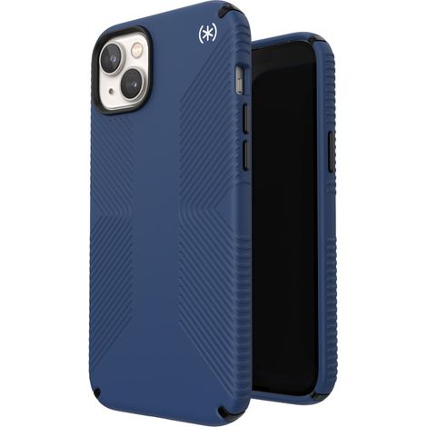 Étui Speck Presidio2 Grip - Antidérapant pour iPhone 15 Plus / 14 Plus (Bleu côtier / Noir / Blanc) (1/5)
