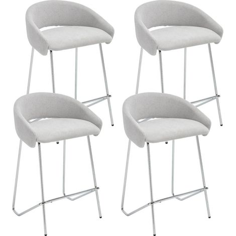 Barhocker 4er Set mit Rückenlehne, Chenille, Metallgestell, modern, grau (1/5)