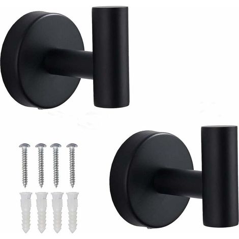 Crochets - Crochets porte-serviettes de salle de bain - Lot de 2 - Noir (1/5)