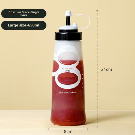 Bouteille Confiture 650ml – Plastique Alimentaire – Goulot Pointu – Noir Pierre – Sauce Tomate (1/5)