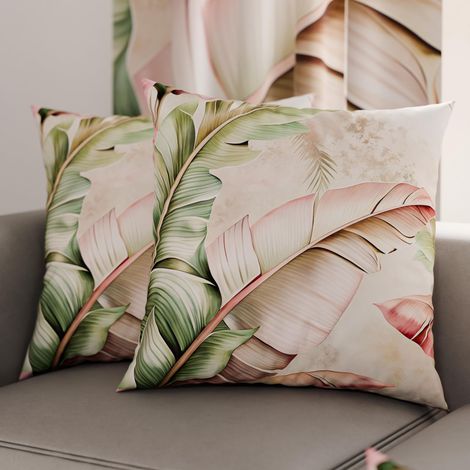 Lot de 2 Taies d'Oreillers 40x40 cm 100% Microfibre Hypoallergénique, Housse Oreiller Rectangulaire Motif Floral Rose Vert, Paquet de 2 (1/3)