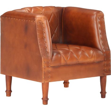 Fauteuil de relaxation Fauteuil confortable Marron Cuir véritable de chèvre pour salon -BV64442 (1/5)