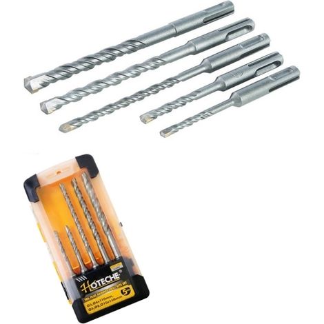 Punte per muro/calcestruzzo/cemento con attacco SDS Plus 5 pezzi Hoteche