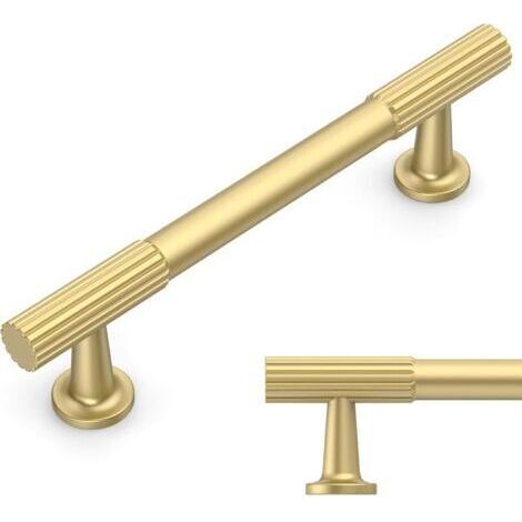 BUNTHAUS 10 Pièces Poignee de Meuble Cuisine Laiton brossé 96mm Alliage de zinc Poignées Meubles avec Vis, pour Bureaux, Tiroirs, Armoires, Placard (1/5)