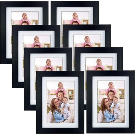 8er Set Bilderrahmen 10x15 cm Schwarz ohne Passepartout Wand Tisch Fotorahmen (1/5)