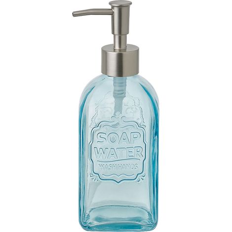 Distributeur de savon en verre bleu clair 19 x 9 x 7 cm (1/3)