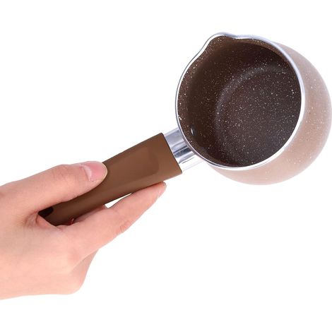 Casserole à lait antiadhésive, mini cafetière à lait, marmite en alliage d'aluminium à poignée unique de 8 cm de diamètre pour café, beurre et chocolat (1/5)