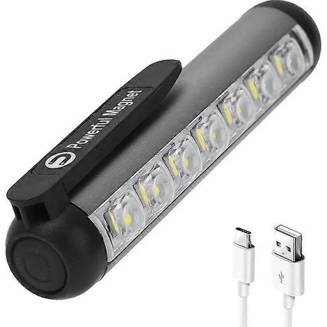Mini lampe torche LED rechargeable USB avec clip magnétique, lampe de travail, lanterne, lampe d'urgence portable, étanche, type C, blanche (1/5)
