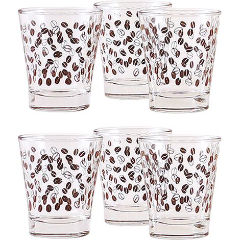 Set 6 Tazzine per caffé in vetro ml 60 tazza chicchi caffeino moka orzo ginseng bar casa ristorante particolari moderne