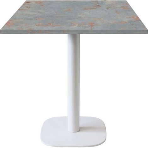 Table 70 x 70 cm - modèle Round pied blanc gris rouille (1/4)