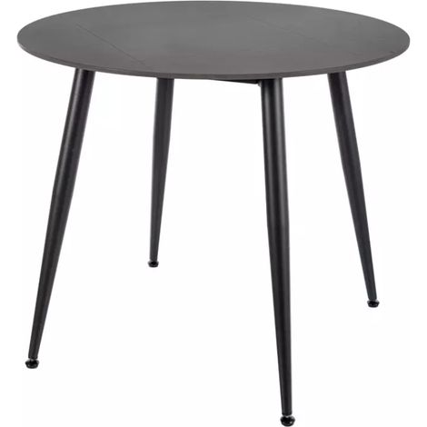 Table à manger ronde compacte 90 cm en céramique noire mate NERISIA (1/4)