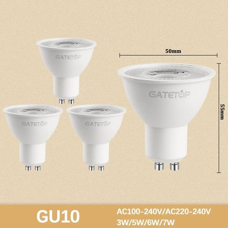 (GU10 38 degrés Celsius, lumière blanche chaude 3000K) 4 spots LED, adaptés aux pièces familiales.
