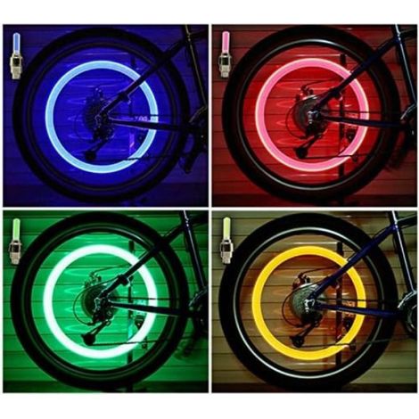 Bouchons De Valve - LED Lumineux Pour Vélo - Universel - Étanche - Rotation Facile - Lot De 8 (1/5)