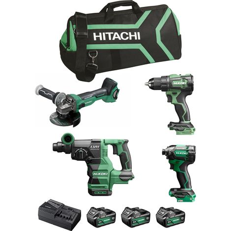 Paquete de 4 herramientas perforadoras - taladro - amoladora y atornillador HIKOKI KC18DEWHZ + 3 x 5,0Ah y cargador + bolsa de transporte