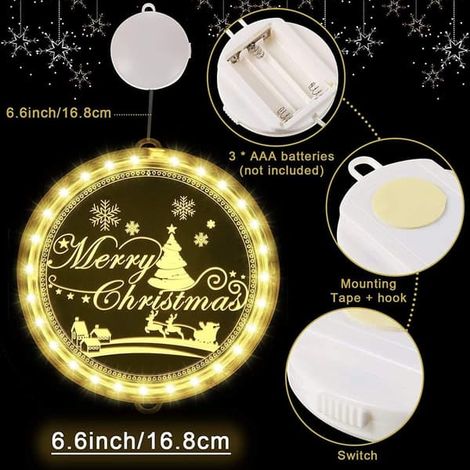 Lustre suspendu lumineux de Noël à LED, luminaires d'intérieur en acrylique 3D, suspensions en forme de disque, décoration intérieure, rideaux de chambre (Joyeux Noël) (1/3)