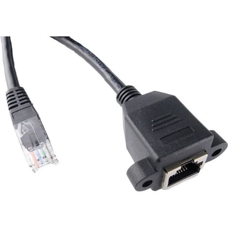 1 câble RJ45 mâle-femelle, Catégorie 6 UTP, 5 m, noir, pour fixation panneau (1/4)
