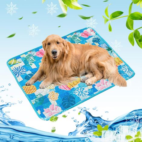 Tappetino rinfrescante per cani - 100 x 70 cm - Tappetino rinfrescante per cani e gatti - Tappetino rinfrescante per animali domestici - per casa, viaggio o auto (blu)