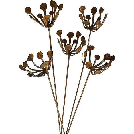 Décoration de jardin en métal avec inserts en fer forgé, fleurs en métal, ensemble de 5 sculptures en métal pour terrasse et jardin (1/5)