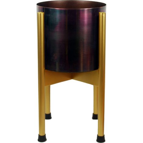 Medium Gold Stand with Iridescent Rainbow Metal Planter 38.5cm x 18cm (1/5)