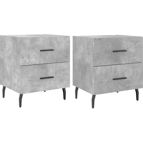 vidaXL Comodini 2 pz Grigio Cemento 40x35x47,5 cm in Legno Multistrato (1/5)