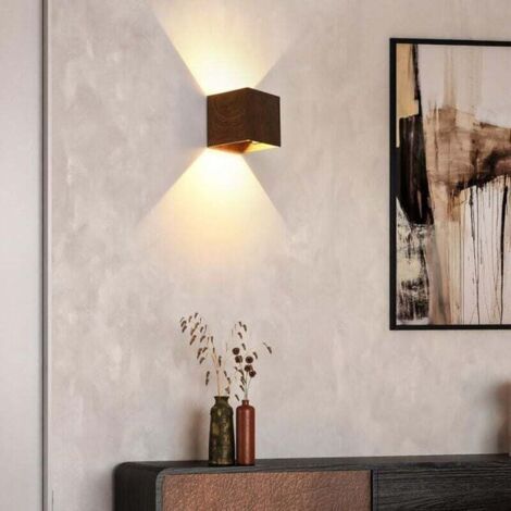 Applique murale LED 8W en bois, offrant un éclairage par le haut et par le bas pour l'éclairage intérieur, température de couleur 3000K, veilleuse moderne pour salon. (1/3)