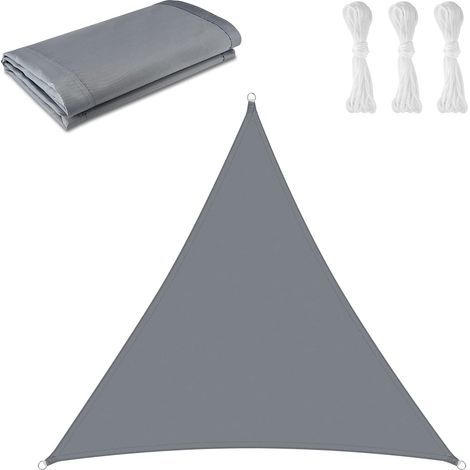 Vela de sombra triangular PRI de 3x3x3 m en lona impermeable – Protección UV – Fácil instalación con cuerdas – Resistente a la corrosión (1/5)