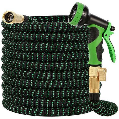 Tuyau d'arrosage rétractable, anti-étouffement, 30m, charge 5 kg, noir/vert (1/5)