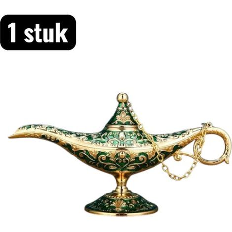 pièce - Décoration - Lampe Aladdin en Métal Décoration - Lampe à Souhaits Orientale & Accessoire Photo pour Intérieur - Cadeau Uniek avec Style Ethnique - Décoration Intérieure Mystique - Vert (1/5)