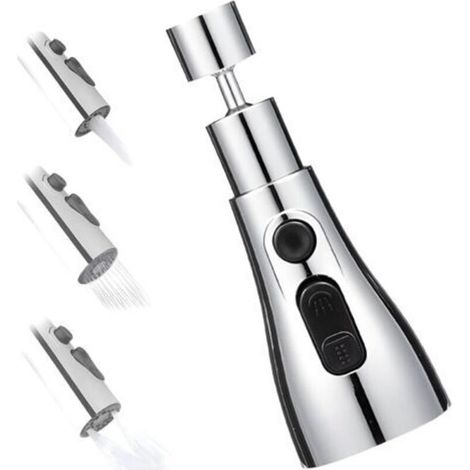 Douchette Evier Cuisine Robinet 360 Degres, 3 Modes Douchette Robinet Cuisine Avec Aerateur, Rétractable Mitigeur Cuisine Universel,Mousseur Robinet Anti-Éclaboussures,Laiton (1/5)