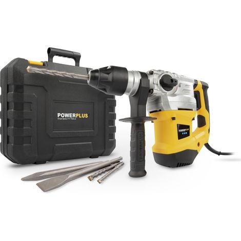 Perceuse à Percussion Électrique en 1 : Perçage, Perçage à Percussion, Burinage et Rotation du Burin, Perceuse Filaire de 1500 W et 6 J, SDS plus, 5 Accessoires (1/5)