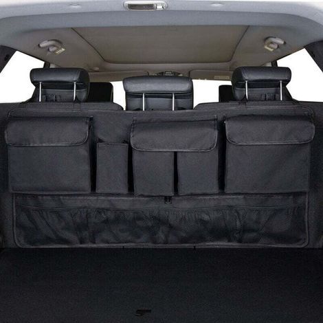 Organisateur Voiture 9 Poches avec 3 Sangles de Réglage Fixes Rangement Coffre de Voiture Multipurpose Pliables Sac de Rangement Voiture pour SUV et de Nombreux Véhicules (1/4)