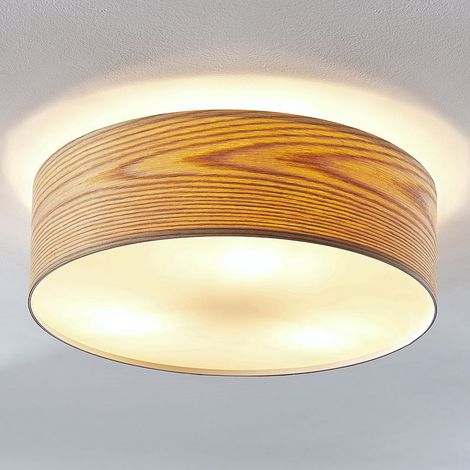 [GEBRAUCHT] B-Ware Lindby Holz Deckenlampe Dominic Deckenlampe Lampe Leuchte E27 3 Flm Runde Form
