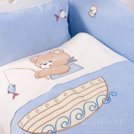 Juego de ropa de cama de algodón de 3 piezas, 100x135 cm, ositos de peluche azules