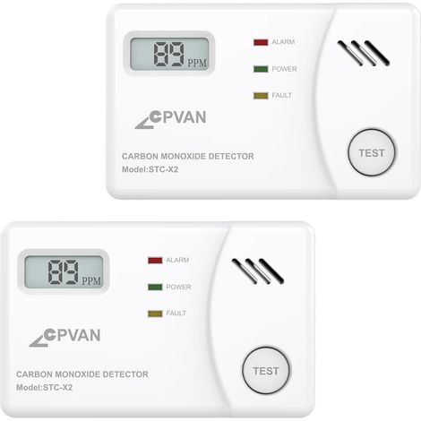 Kohlenmonoxidmelder, 10 Jahre Lebensdauer, 85dB Alarm, 2 STK (1/2)