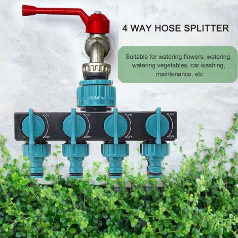 Séparateur de tuyau à 4 voies, séparateur de tuyau d'arrosage 4 voies vanne d'arrêt en plastique buses de tuyau convertisseur de robinet d'eau adaptateur de connecteur de tuyau outil d'arrosage d'arro