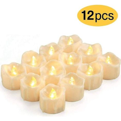 Led Timer-ljus värmeljus Flamlösa ljus flimrande äkta vax Elect 12-pack (1/5)