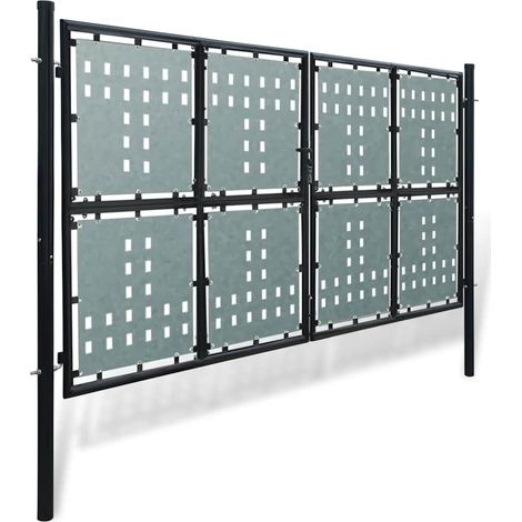 Portail de clôture noir à une porte 300x150 cm (1/5)