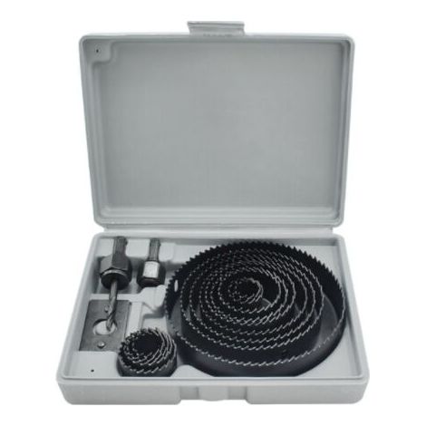 Kit di seghe a tazza bimetalliche in acciaio al carbonio da 18 pezzi per legno, cartongesso e cartongesso 19-127 mm, nero
