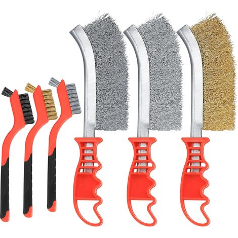 6 Pieces Wire Brushes for Cleaning, Stainless Steel Carbon Brass Nylon Scrubbing Brushes for Wood, Drill, Cleaning Welding Slag, Bricks, Angle Grinder, Wire Brush for Rust Removal Tool (1/5)