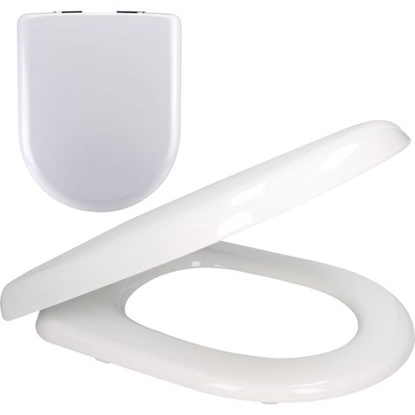 Luxury White Soft Close WC Toilet Seat D Shape Top & Bottom Adjustable Hinges (1/5)