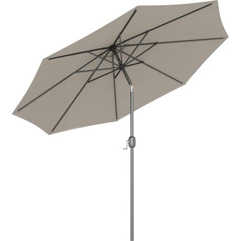 Parasol De Jardin Rond Inclinable Ø 3 M Gris Clair - Structure Métal Et Toile Polyester 180g/m² Avec Manivelle (1/5)
