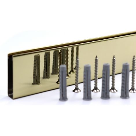 Perfil en U 10 mm con 190 cm para mampara de ducha walk-in en acero inoxidable 304 champagne gold 8K (pulido espejo en dorado) sin perforación (1/5)