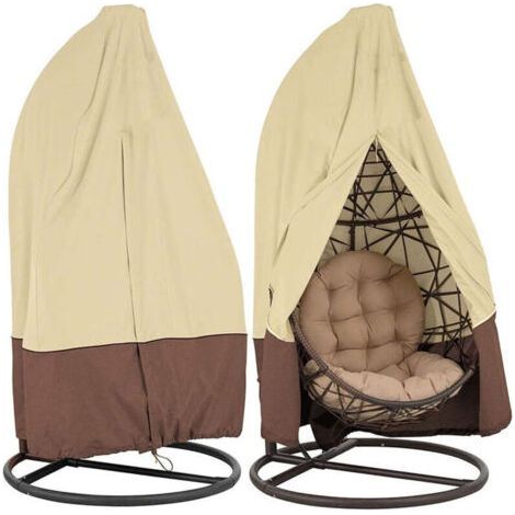 Lot de 2 Housses de Fauteuil Suspendu Jardin Rotin Osier Fauteuil Suspendu Imperméable Housse, Housse de Protection pour œufs Chaise, Housse Fauteuil à Bascule Résistant à eau et Poussière (Beige, 232 (1/4)