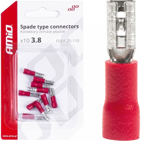 Conectores planos hembra aislados de 3,8 mm² (0,5-1,5 mm²) y 10 A (10 unidades) amio-03060 (1/4)